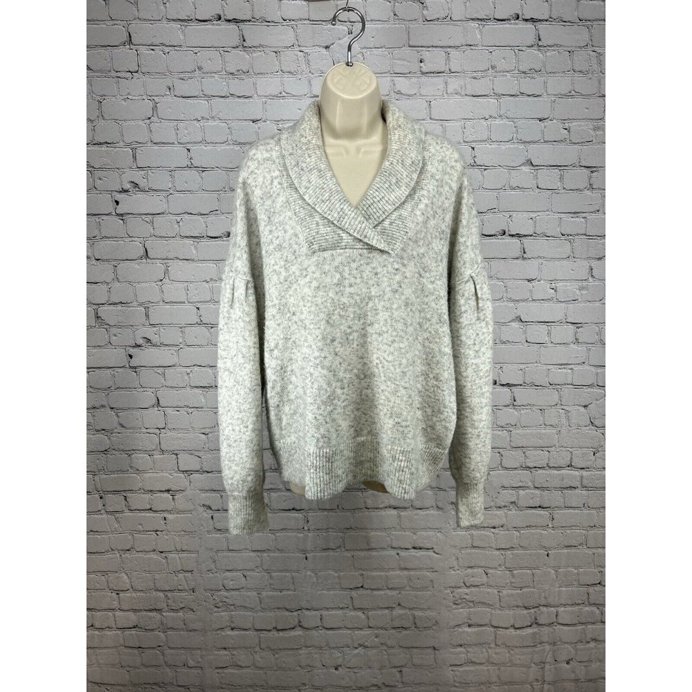 Madewell Light Gray V Neck Pullover Drop Shoulder Knit Sweater XL